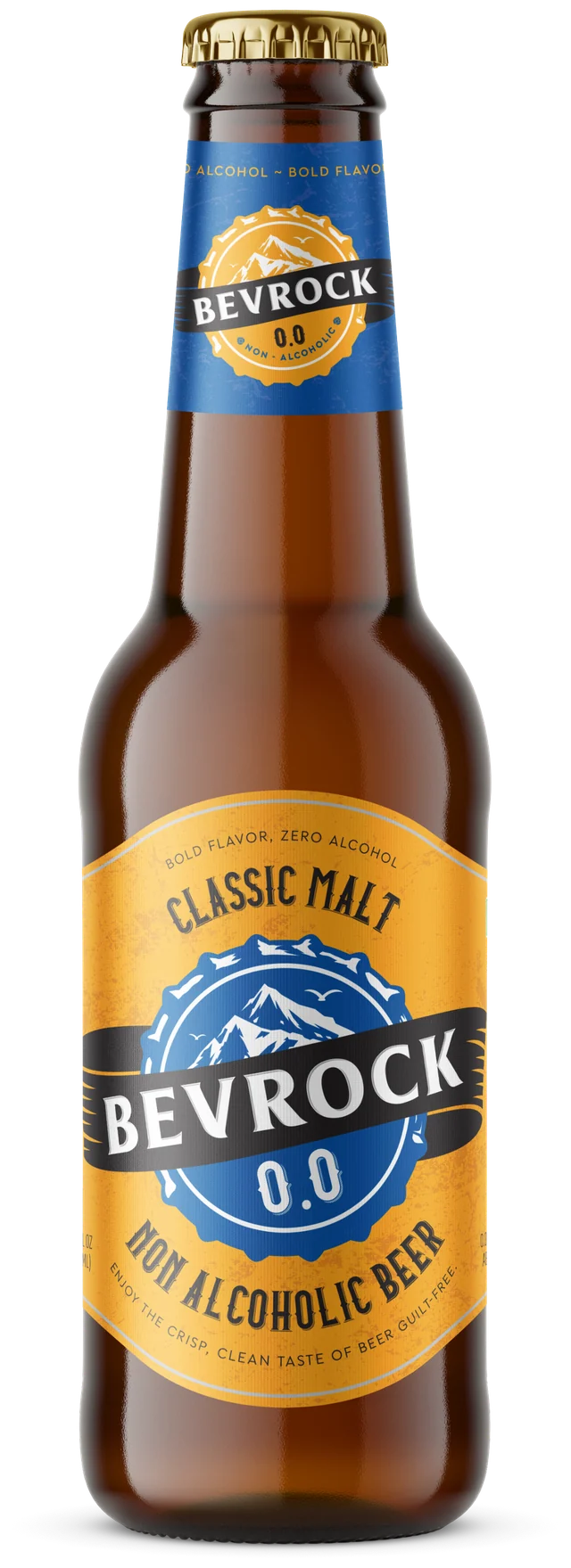Bottle of Bevrock Classic Malt 0.0 non-alcoholic beer